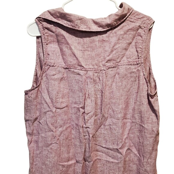 Tahari 100% Linen Sleeveless Henley Tank Large Purple Buttons Relaxed Size 1X - Picture 9 of 9